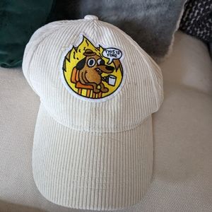 Handmade Hat, "This is Fine" beige corduroy, unisex $20